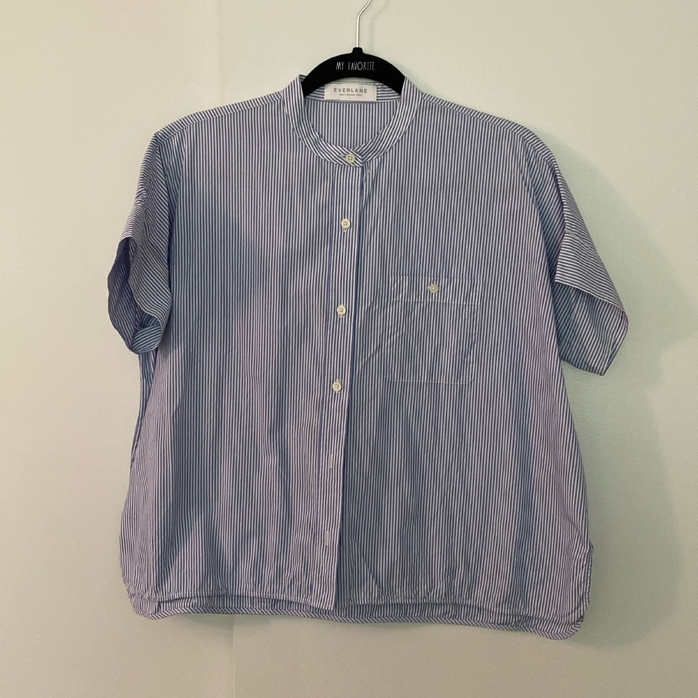 Perfect EUC blue and white striped shirt